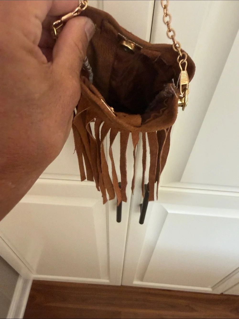One of a kind upcycled crossbody suede cell phone purse w magnetic closure